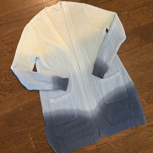 Anthropologie Dip Dyed Ombre Knit Open Front Cardigan, Sz Small